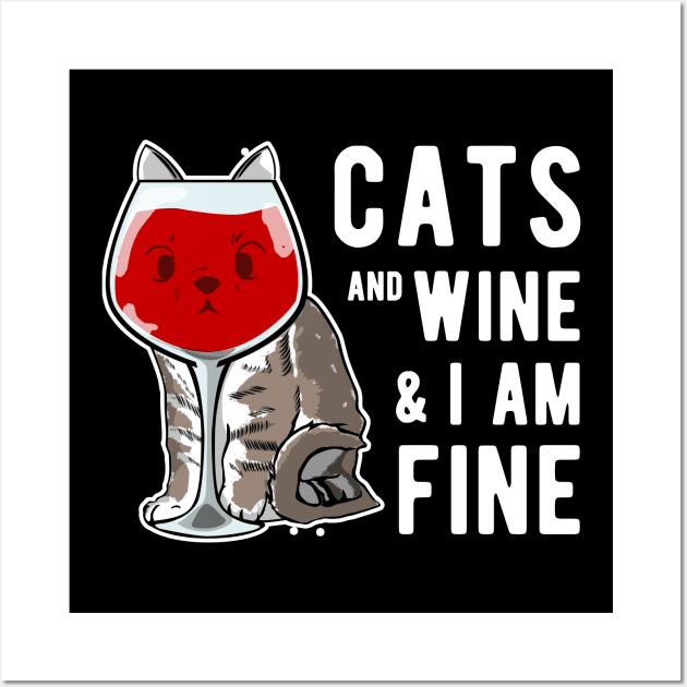 Cats Wine Design for a Cat Lover Wall Art by Shirtglueck